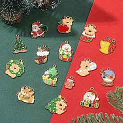 15 pendentifs en alliage émaillé sur le thème de Noël&nbsp;ENAM-FS0003-96