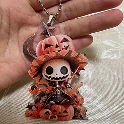 Décorations suspendues en acrylique en forme de crâne et de citrouille pour Halloween&nbsp;PW-WG095CF-01