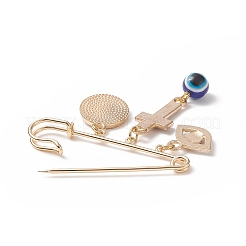 Cristal strass mauvais œil breloques épingle à nourrice broche avec résine perlée&nbsp;JEWB-BR00088