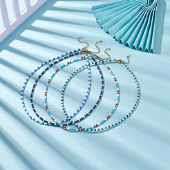 4 stücke 4 farben glas perlenketten set für frauen&nbsp;NJEW-JN03950