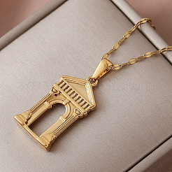 Colliers pendentifs vintage en acier inoxydable 304 représentant un temple religieux&nbsp;HA3140