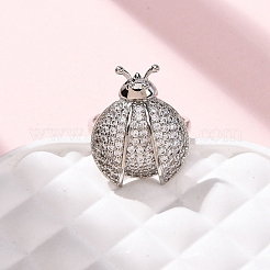 Bagues ouvertes réglables en laiton avec micro pavé de zircones cubiques pour femmes&nbsp;RJEW-A072-01C-P