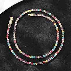 925 collier tennis en argent sterling pavé de zircones cubiques colorées pour femme&nbsp;NJEW-C096-01B-G01
