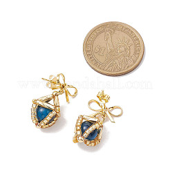 Pendientes colgantes con lazo de ojo de tigre natural&nbsp;EJEW-MZ00348