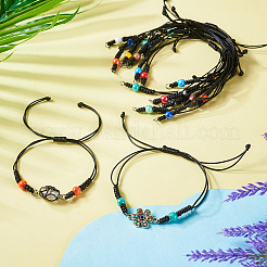 11 Stück 11 Farben schwarz gewachste Polyester geflochtene Kordel Armband machen&nbsp;AJEW-TA00029