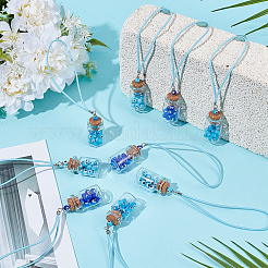 9 pièce de décorations suspendues en forme de bouteilles en verre de 3 couleurs&nbsp;HJEW-GO00227