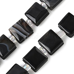 Natürliche schwarz gestreifte Achat- / gestreifte Achatperlenstränge&nbsp;G-F802-B08-01