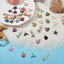 48pcs Ozean Thema Charme Anhänger Fischschwanz Muschel Emaille Charme gemischte Form Anhänger für Schmuck Halskette Armband Ohrring machen Handwerk&nbsp;JX126A