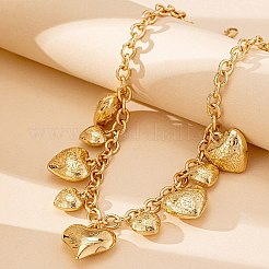 Collane bavaglino in lega con cuore testurizzato a forma di fiore per donna&nbsp;NJEW-S458-01G