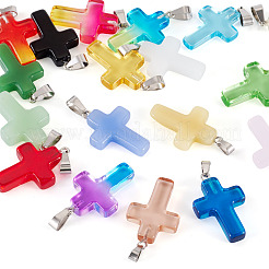 17pcs 17 Farben transparente Glasanhänger&nbsp;GLAA-TA0003-75