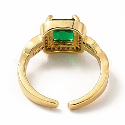 Bague de manchette ouverte carrée en zircone cubique&nbsp;RJEW-H101-16G