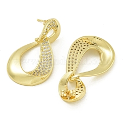 Pendientes colgantes de latón con forma de lágrima y circonitas cúbicas transparentes&nbsp;EJEW-Q390-05G