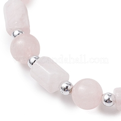 Pulseras elásticas de cuentas redondas de cuarzo rosa natural para mujer&nbsp;BJEW-JB11137-03