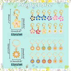 2 set di 2 charm in argilla polimerica e lega smaltata fatti a mano con fiori&nbsp;HJEW-NB0002-09