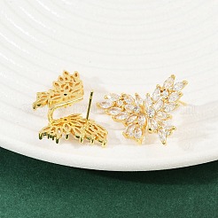 Pendientes de tuerca de circonio cúbico con micro pave de latón&nbsp;EJEW-K312-04G