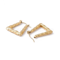 Placcatura ionica (ip) 304 orecchini a cerchio in acciaio inossidabile trapezio con bambù per donna&nbsp;EJEW-G314-07G