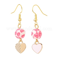 3 paio di 3 ciondoli smaltati in lega rosa stile e orecchini pendenti con perline in resina&nbsp;EJEW-JE05030-02