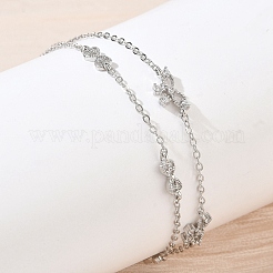 Pulseras de latón con microengaste de circonitas cúbicas transparentes y diseño de lazo&nbsp;KK-CBA6980-19P