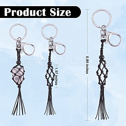 4 portachiavi intrecciato con frange macramè&nbsp;AJEW-SW00014-05