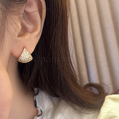 Pendientes de aro triangulares con micropavé de latón y circonitas cúbicas transparentes&nbsp;FS-WGA22EE-01