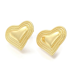 Orecchini a bottone in ottone con cuore placcato a cremagliera&nbsp;EJEW-L097-12G