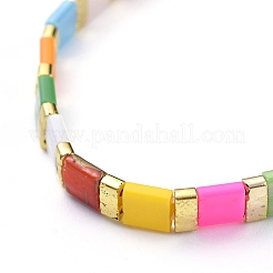 Bracelets extensibles de perles de rocaille de verre rectangle&nbsp;BJEW-JB05297