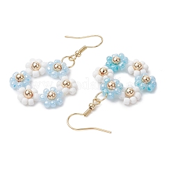 Handgefertigte Glasperlen Blume & 304 Edelstahl Ohrhänger für Damen&nbsp;EJEW-JE06201