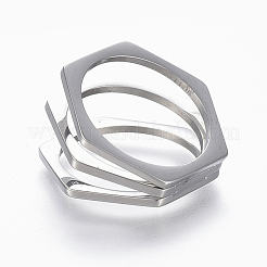 Bagues à large bande en acier inoxydable 304 résistant au ternissement&nbsp;RJEW-E153-02P-17mm