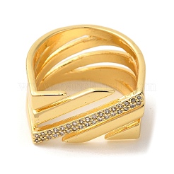 Anelli da dito in ottone micro pavé di zirconi chiari&nbsp;RJEW-U008-30G