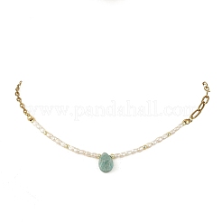 Collares colgantes de lágrima de amazonita natural&nbsp;NJEW-JN06438