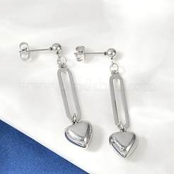 Orecchini pendenti a forma di cuore in acciaio inossidabile 304&nbsp;EJEW-V004-01P