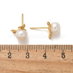 925 Ohrstecker aus Sterlingsilber mit Mikropavé und klarem Zirkonia für Damen&nbsp;EJEW-K303-02A-G