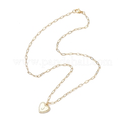 Colliers avec pendentif en forme de cœur et de lettre en laiton et chaîne trombone&nbsp;NJEW-JN05379-03