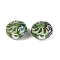 Cuentas de porcelana vintage hechas a mano con diseño de espiral de molino de viento&nbsp;PORC-N013-19-06