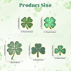 20 pieza de 5 estilos de broches de solapa de esmalte de aleación de trébol del Día de San Patricio para mochilas y ropa&nbsp;JEWB-CJ0003-65