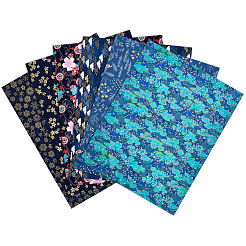 Tissu en coton à motif rectangulaire et fleuri&nbsp;DIY-WH0671-036