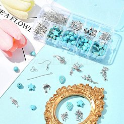 DIY-Set zur Herstellung von Ohrhängern aus Legierung und synthetischem Türkis mit gemischten Formen&nbsp;DIY-FS0006-33
