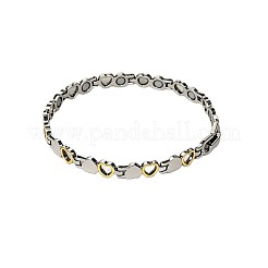 Zweifarbige magnetische Armbänder aus Zinklegierung mit hohlen Herzgliedern für Damen&nbsp;WGF6A36-02