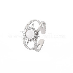 201 Edelstahl offener Manschettenfingerring Emaillefassungen&nbsp;STAS-S119-159B-P