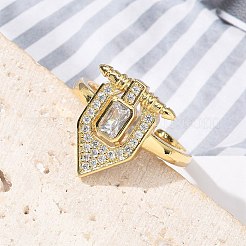 Manschettenfingerringe aus Messing mit Mikropflaster und klarem Zirkonia für Damen&nbsp;RJEW-U033-10G