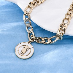 304 Edelstahl flach rund mit Mädchen Charm Armbänder&nbsp;BJEW-A036-13G-01