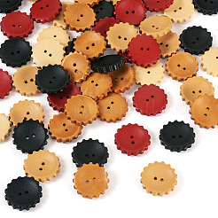 60 Stück 5 Stile sprühlackierte Naturholzknöpfe&nbsp;WOOD-TA0002-91