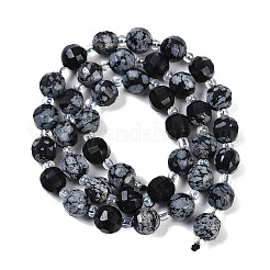 Naturschneeflocke Obsidian Perlen Stränge&nbsp;G-G182-B35-03