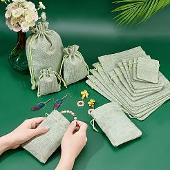 36 pcs 3 styles pochettes d'emballage en toile de jute imitation polyester sacs à cordon&nbsp;ABAG-AR0001-02