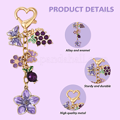 Decorazioni pendenti in lega smaltata con farfalla e fiore d'uva&nbsp;HJEW-YW00149
