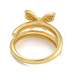 2 Stück 2 Stile Messing Micro Pave Zirkonia verstellbare Ringe für Frauen&nbsp;RJEW-P127-16G