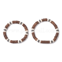 2 bracciale elastico in cocco naturale e perline sintetiche di turchese per uomo e donna&nbsp;BJEW-JB12498