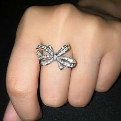 Bagues en alliage avec nœud papillon et strass en cristal pour femmes&nbsp;FS-WG361F1-03