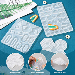 3 Uds. Moldes de silicona para colgantes diy con forma hexagonal&nbsp;DIY-TA0006-40