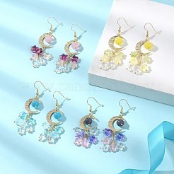 4 par de pendientes colgantes de estrella de vidrio de 4 colores&nbsp;EJEW-TA00267